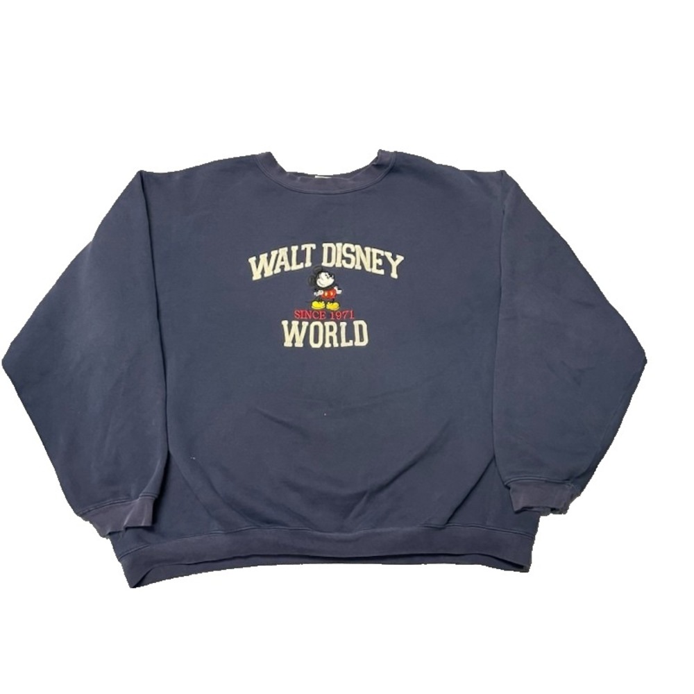 Vintage Mickey Mouse Graphic Sweatshirt Men XXL Blue 1990s Walt Disney World